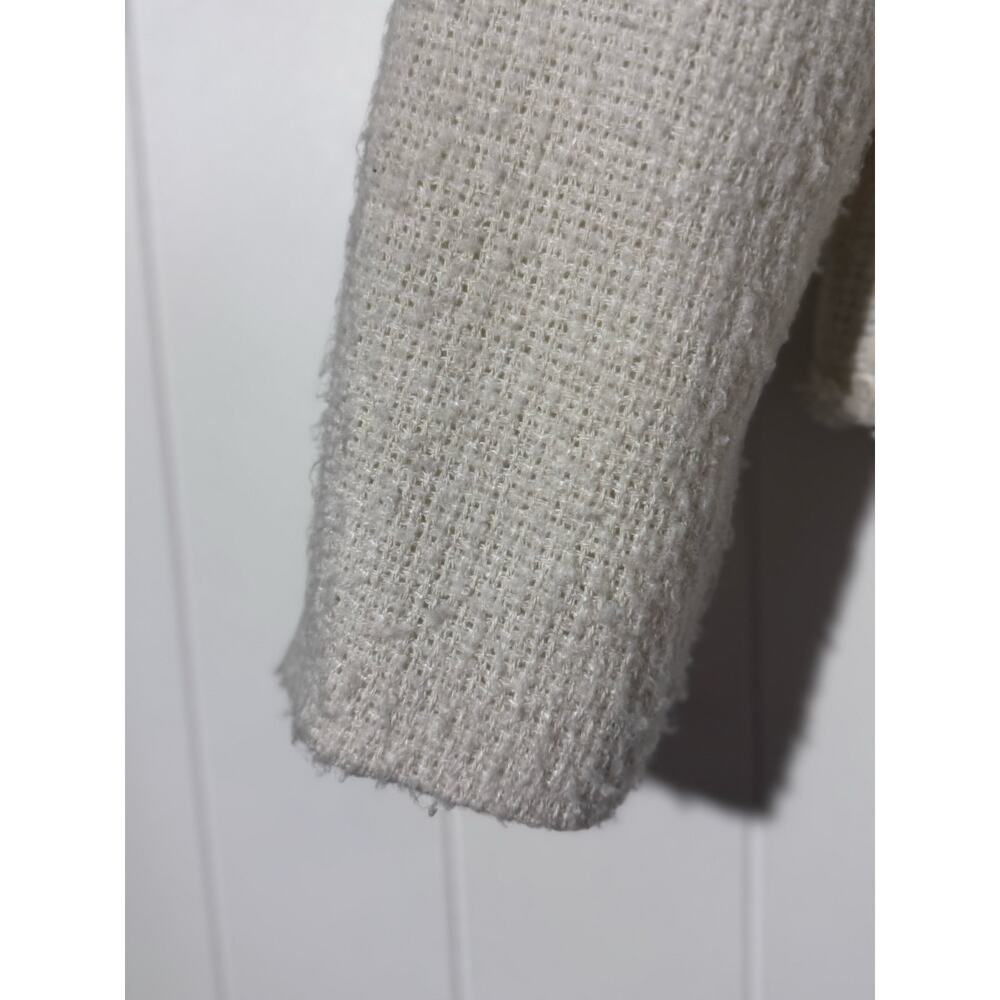 Talbots Jacket Womens 12 Cream Textured Button Front Tweed Blazer - Picture 3 of 6